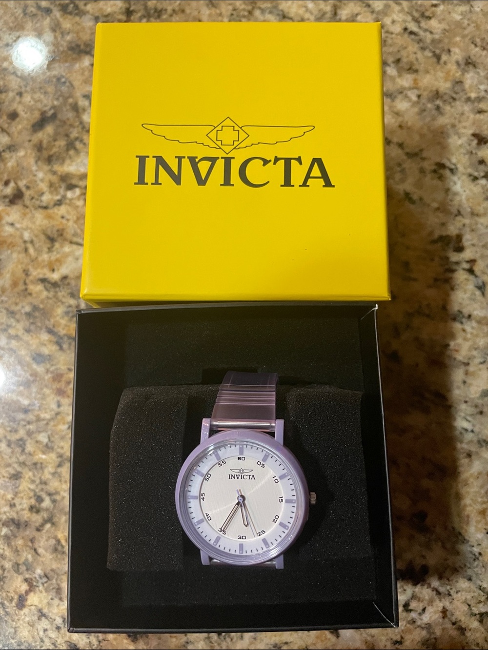 Invicta Angel White Dial and Lavender Transparent Strap Watch